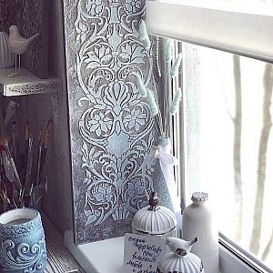 Трафарет - Сады Семирамиды половинка - Фотография интерьере 5