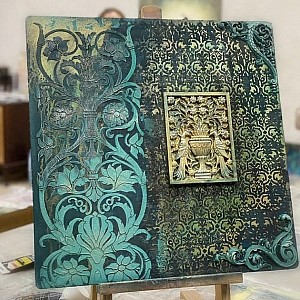 Трафарет - Сады Семирамиды половинка - Фотография интерьере 13